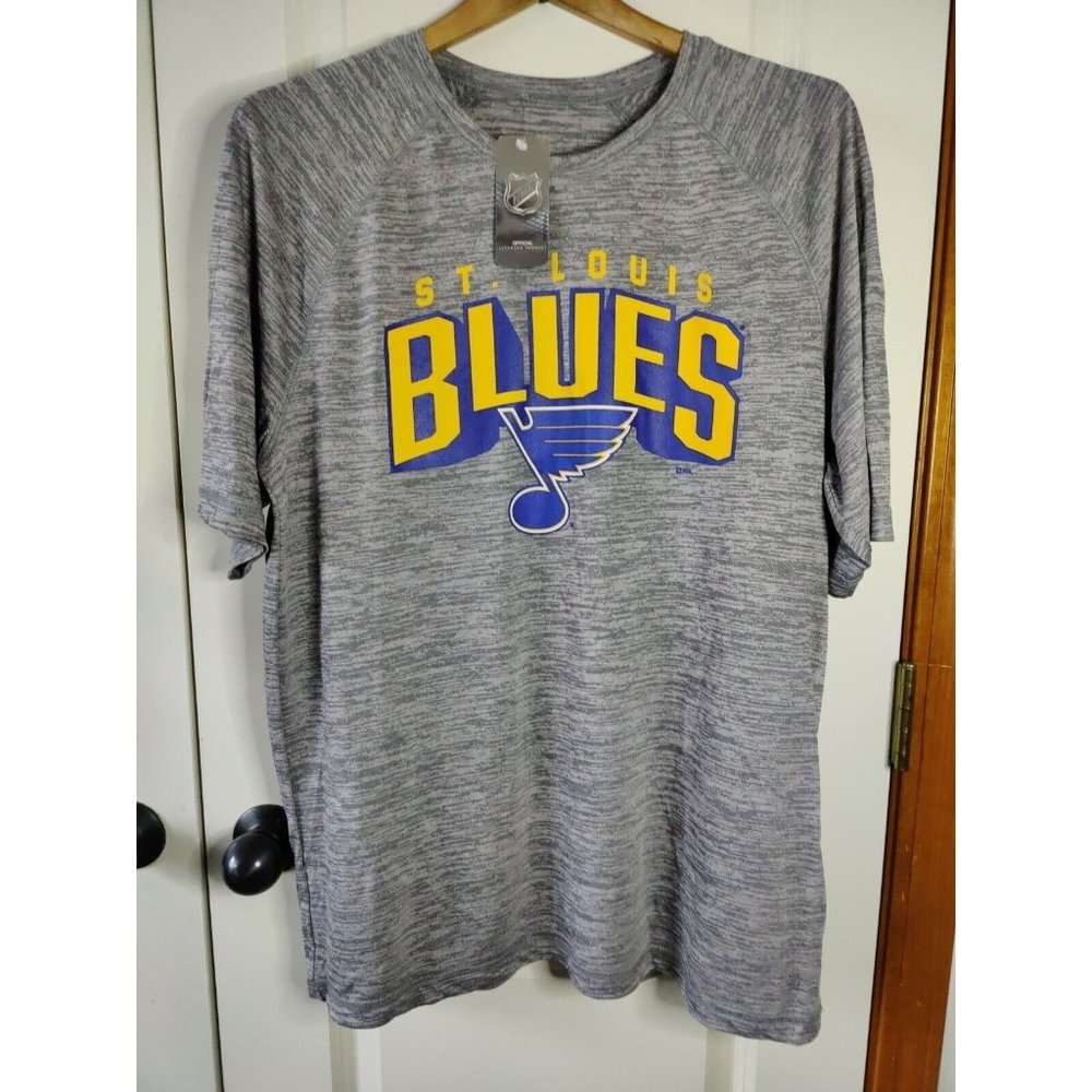 NEW NHL Officially Licensed St. Louis Blues Quik- Dry T-shirt Gray  Men’s Large